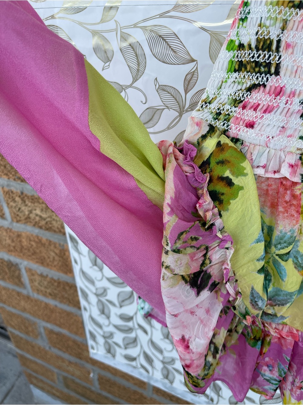 Hemant & Nandita Floral Smocked Mini Dress S Cottagecore Boho - Picture 9 of 15